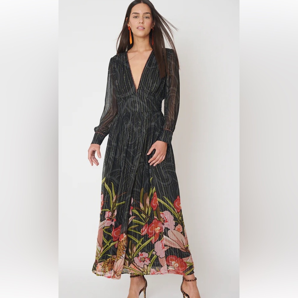Anthropology Bl^nk dress black with flower’s